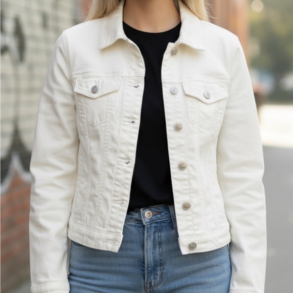 Guess Denim Jacket White Womens XSmall - Picture 1 of 5